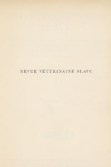 Revue Vétérinaire Slave. T. 2, 1935/1936, indeksy