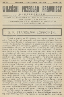 Wileński Przegląd Prawniczy. R. 4, 1933, nr 12