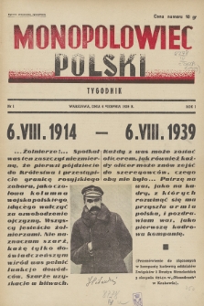 Monopolowiec Polski. 1939, nr 1