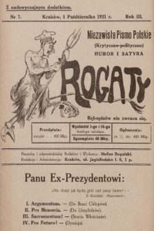 Rogaty : niezawisłe pismo polskie (krytyczno-polityczne) : humor i satyra. 1921, nr 7