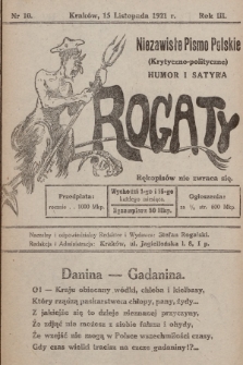 Rogaty : niezawisłe pismo polskie (krytyczno-polityczne) : humor i satyra. 1921, nr 10