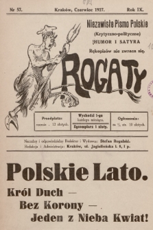 Rogaty : niezawisłe pismo polskie (krytyczno-polityczne) : humor i satyra. 1927, nr 57
