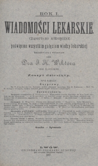 Wiadomości Lekarskie : czasopismo miesięczne poświęcone wszystkim gałęziom wiedzy lekarskiej. R. 1, 1886/1887, nr 10