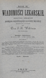 Wiadomości Lekarskie : czasopismo miesięczne poświęcone wszystkim gałęziom wiedzy lekarskiej. R. 2, 1887/1888, nr 10