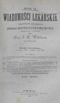 Wiadomości Lekarskie : czasopismo miesięczne poświęcone wszystkim gałęziom wiedzy lekarskiej. R. 2, 1887/1888, nr 12