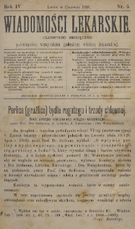 Wiadomości Lekarskie : czasopismo miesięczne poświęcone wszystkim gałęziom wiedzy lekarskiej. R. 4, 1890, nr 5