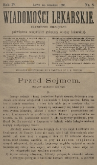 Wiadomości Lekarskie : czasopismo miesięczne poświęcone wszystkim gałęziom wiedzy lekarskiej. R. 4, 1890, nr 8