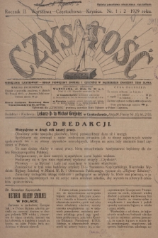 Czystość : miesięcznik ilustrowany : organ poświęcony higienie i czystości w najszerszem znaczeniu tego słowa. 1929, nr 1 i 2
