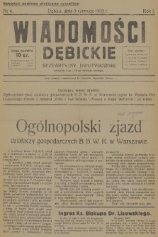 Wiadomości Dębickie : bezpartyjny dwutygodnik. R. 1, 1933, nr 4