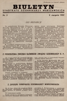 Biuletyn Syndykatu Dziennikarzy Warszawskich. 1937, nr 2