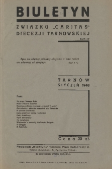 Biuletyn Związku „Caritas” Diecezji Tarnowskiej. R. 4, 1948, nr 1
