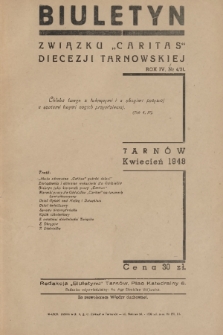 Biuletyn Związku „Caritas” Diecezji Tarnowskiej. R. 4, 1948, nr 4