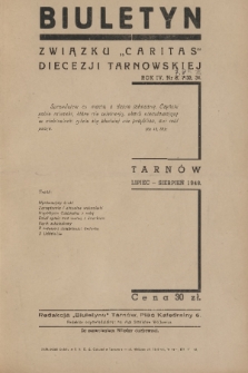 Biuletyn Związku „Caritas” Diecezji Tarnowskiej. R. 4, 1948, nr 7, 8