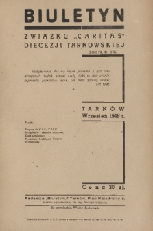 Biuletyn Związku „Caritas” Diecezji Tarnowskiej. R. 4, 1948, nr 9