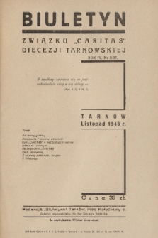 Biuletyn Związku „Caritas” Diecezji Tarnowskiej. R. 4, 1948, nr 11