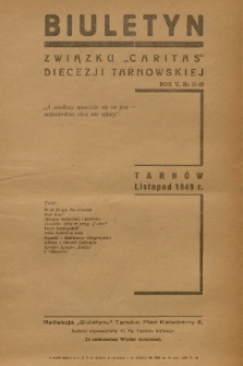 Biuletyn Związku „Caritas” Diecezji Tarnowskiej. R. 5, 1949, nr 11