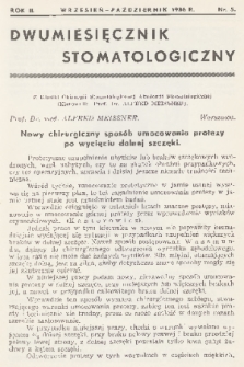 Dwumiesięcznik Stomatologiczny. R. 2, 1936, nr 5