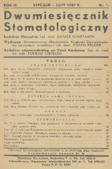 Dwumiesięcznik Stomatologiczny. R. 3, 1937, nr 1