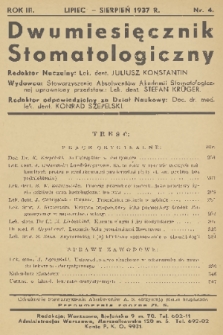 Dwumiesięcznik Stomatologiczny. R. 3, 1937, nr 4