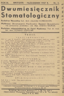 Dwumiesięcznik Stomatologiczny. R. 3, 1937, nr 5