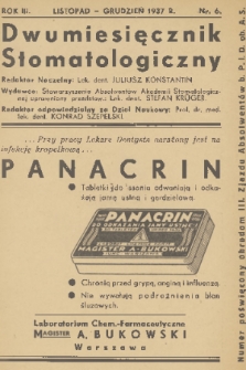 Dwumiesięcznik Stomatologiczny. R. 3, 1937, nr 6