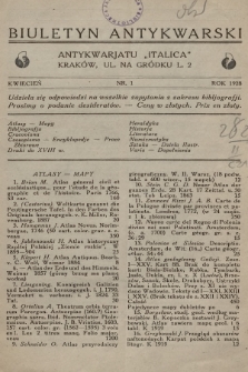 Biuletyn Antykwarski Antykwarjatu „Italica”. 1928, nr 1