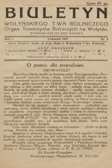 Biuletyn Wołyńskiego T-wa Rolniczego : organ towarzystw rolniczych na Wołyniu. 1927, nr 3