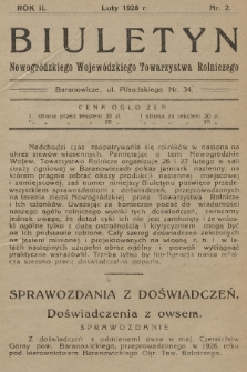 Biuletyn Nowogródzkiego Wojewódzkiego Towarzystwa Rolniczego. 1928, nr 2