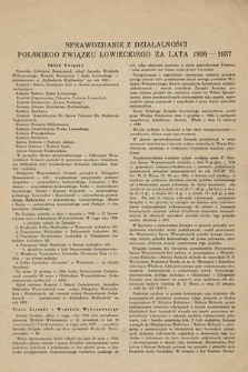 Sprawozdanie z Działalności Polskiego Związku Łowieckiego za Lata 1936-1937