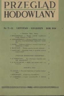 Przegląd Hodowlany. R. 18, 1950, nr 11-12