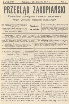 Przegląd Zakopiański: czasopismo poświęcone sprawom miejscowym : organ „Związku Przyjaciół Zakopanego”. R. 5, 1903, nr 35