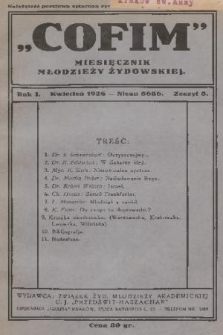 Cofim : miesięcznik młodzieży żydowskiej. R. 1, 1926, z. 5