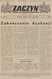 Zaczyn : tygodnik. R. 3, 1938, nr 13