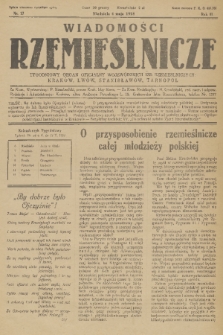 Wiadomości Rzemieślnicze : tygodniowy organ oficjalny Wojewódzkich Izb Rzemieślniczych: Kraków, Lwów, Stanisławów, Tarnopol. R. 2, 1928, nr 17