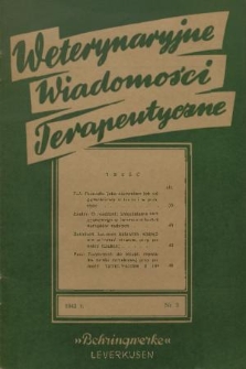 Weterynaryjne Wiadomości Terapeutyczne „Behringwerke”. 1942, nr 3