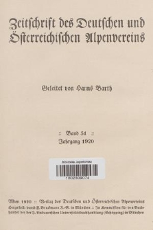 Zeitschrift des Deutschen und Österreichischen Alpenvereins. Jg. 51, 1920