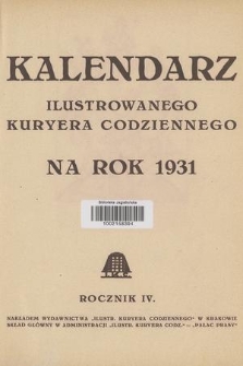 Kalendarz Ilustrowanego Kuryera Codziennego na Rok 1931