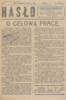 Hasło : organ ruchu chrześcijańsko - społecznego. R. 2, 1928, nr 9