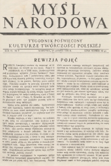 Myśl Narodowa : tygodnik polityczno-społeczny. R. 6, 1926, nr 9