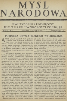 Myśl Narodowa : dwutygodnik poświęcony kulturze twórczości polskiej. R. 7, 1927, nr 23