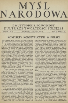Myśl Narodowa : dwutygodnik poświęcony kulturze twórczości polskiej. R. 7, 1927, nr 25