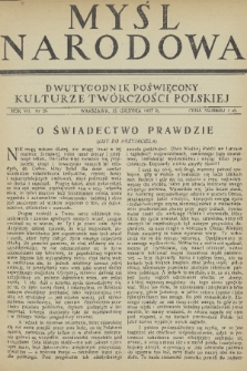 Myśl Narodowa : dwutygodnik poświęcony kulturze twórczości polskiej. R. 7, 1927, nr 26