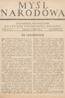 Myśl Narodowa : tygodnik poświęcony kulturze twórczości polskiej. R. 9, 1929, nr 11