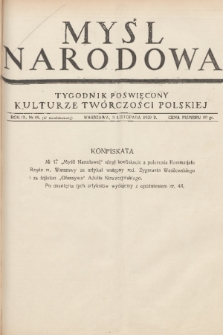 Myśl Narodowa : tygodnik poświęcony kulturze twórczości polskiej. R. 9, 1929, nr 48