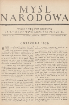 Myśl Narodowa : tygodnik poświęcony kulturze twórczości polskiej. R. 9, 1929, nr 55