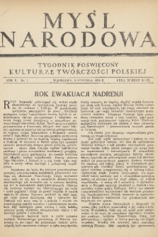 Myśl Narodowa : tygodnik poświęcony kulturze twórczości polskiej. R. 10, 1930, nr 1
