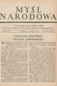 Myśl Narodowa : tygodnik poświęcony kulturze twórczości polskiej. R. 11, 1931, nr 45