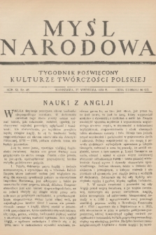 Myśl Narodowa : tygodnik poświęcony kulturze twórczości polskiej. R. 11, 1931, nr 46