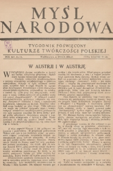 Myśl Narodowa : tygodnik poświęcony kulturze twórczości polskiej. R. 14, 1934, nr 10