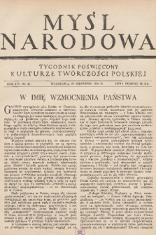 Myśl Narodowa : tygodnik poświęcony kulturze twórczości polskiej. R. 14, 1934, nr 42